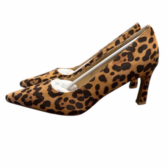 Beast Fashion Leopard Heels Size 11 Brown Black Pointed Toe New With Box - Picture 5 of 13